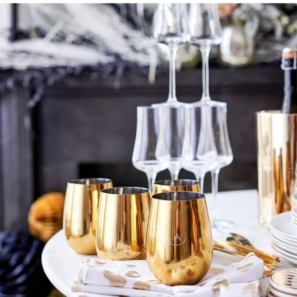 West Elm Gold Stainless Steel Wine Glass Cup